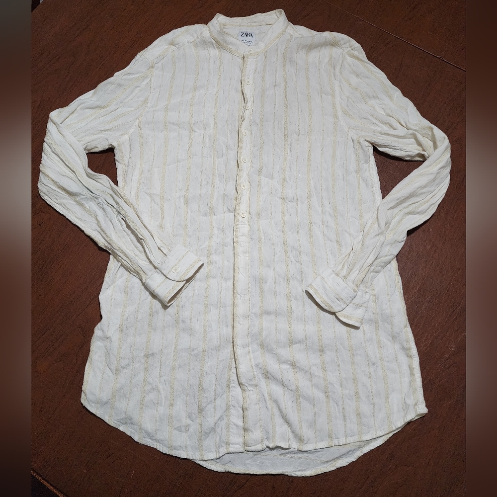Zara Cream Button-Up Shirt